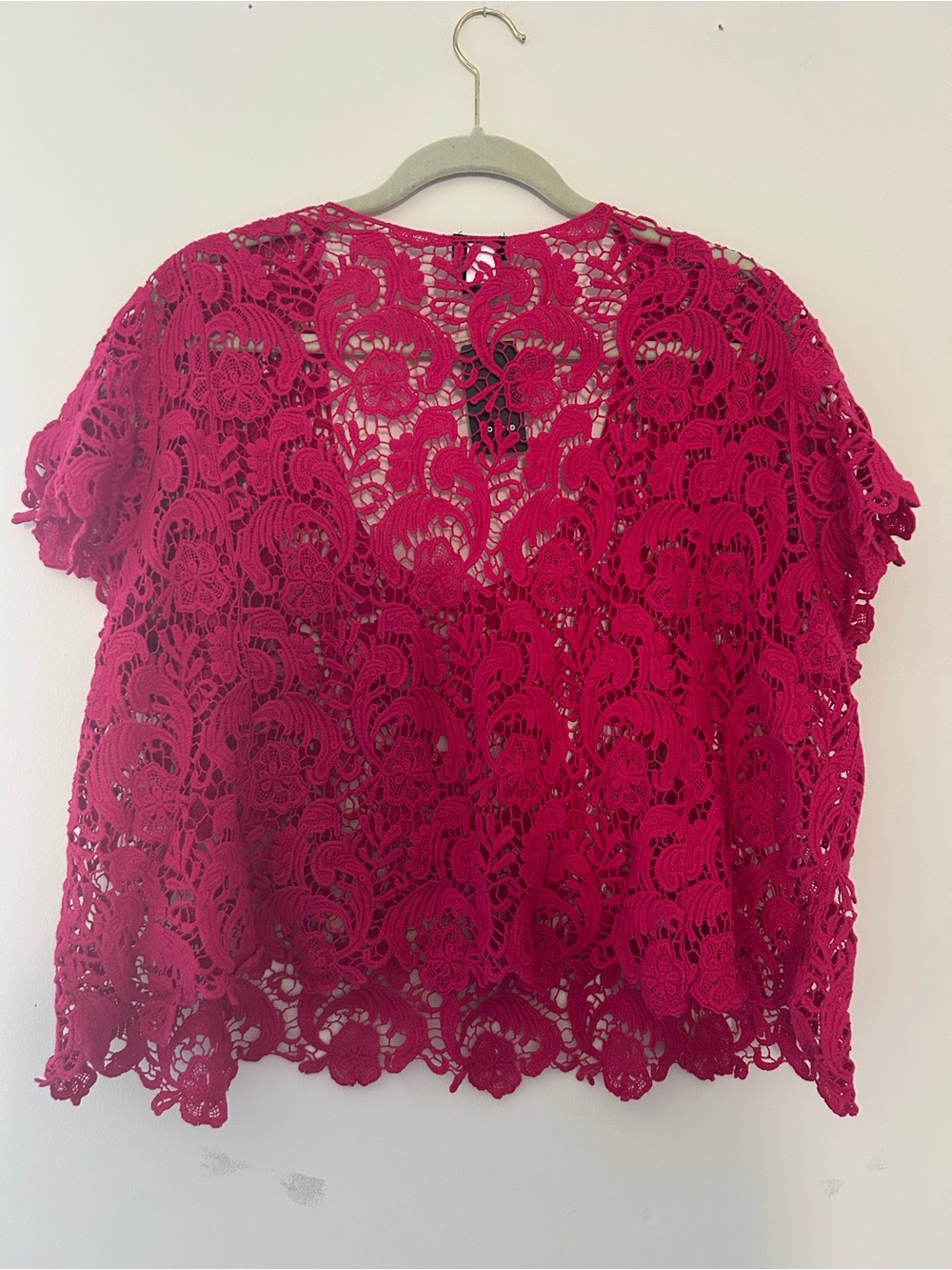 Torrid Size 2 Raspberry Lace V-Neck Top - Picture 7 of 7
